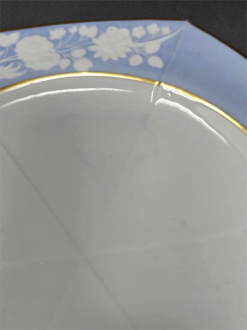 Spode Embossed Flowers Hexagonal Plate C. 1820s - 4