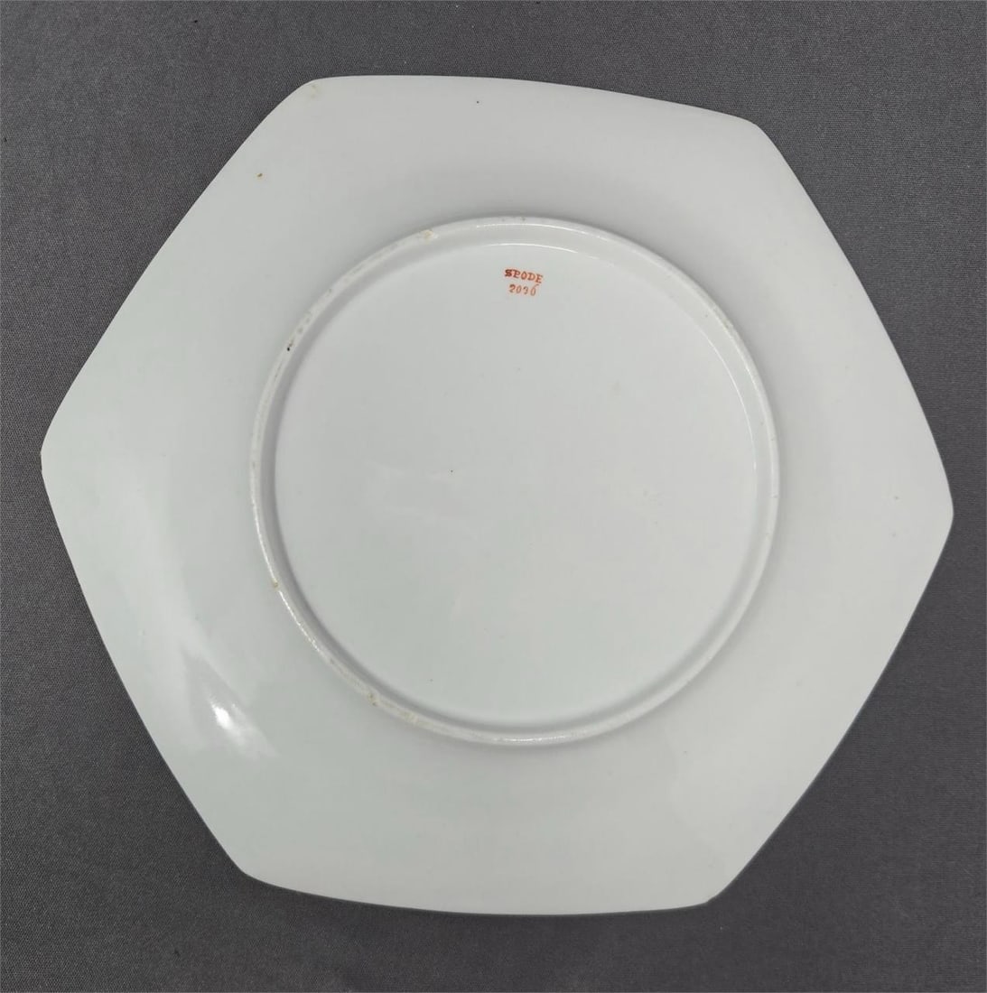 Spode Embossed Flowers Hexagonal Plate C. 1820s - 6