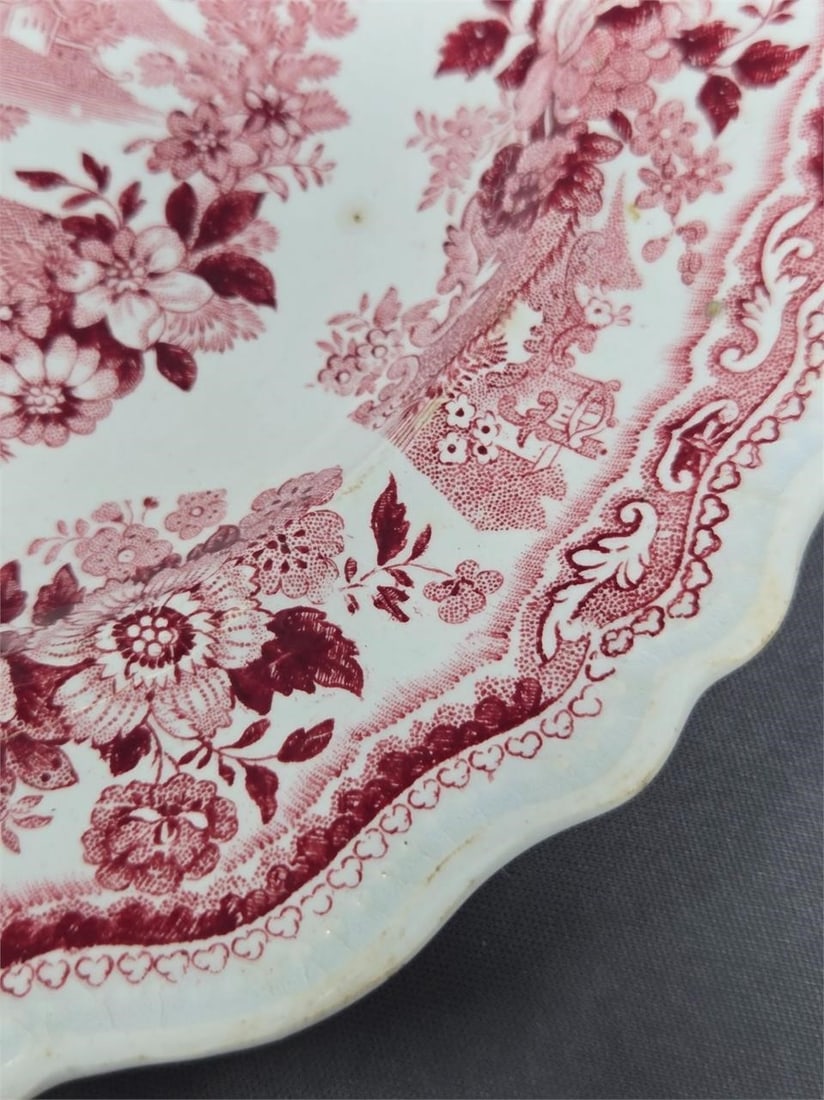 Adams India Pattern Red Transferware Plate 7 3/4" - 5