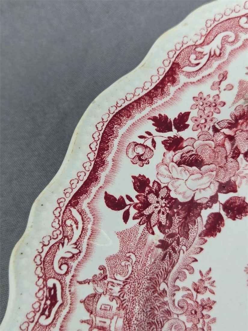 Adams India Pattern Red Transferware Plate 7 3/4" - 6