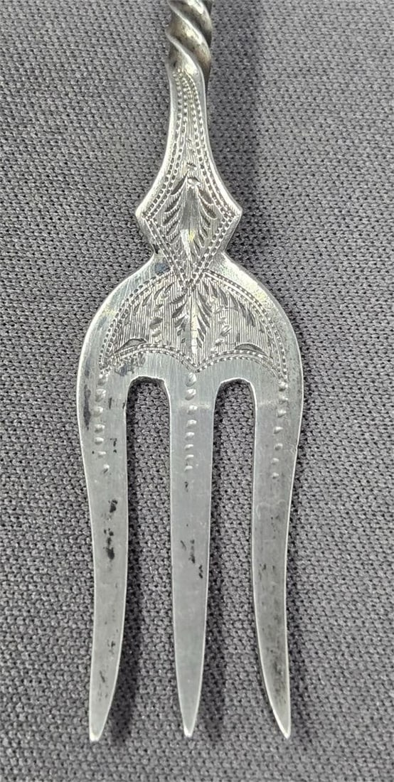 Bright Cut Silver Olive Fork / Spoon - 2