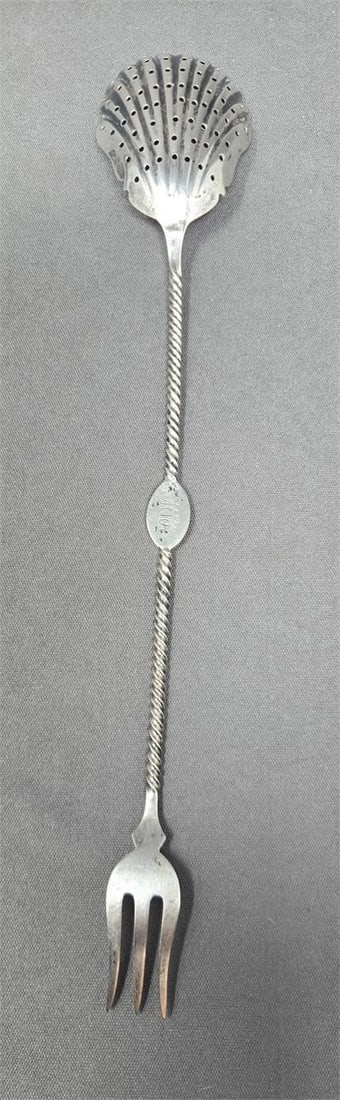 Bright Cut Silver Olive Fork / Spoon - 4