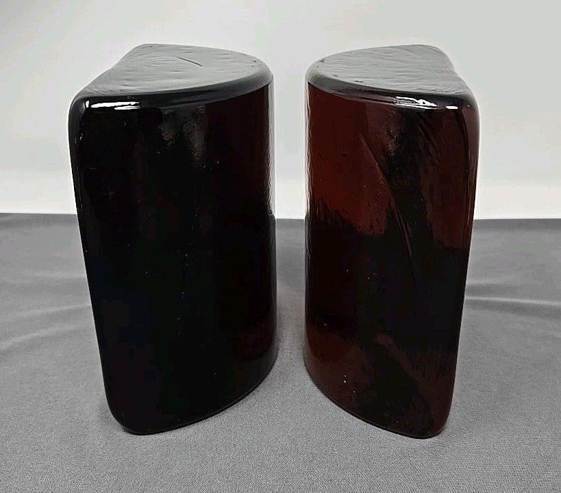 Blenko MCM Half Moon Bookends Root Beer Amber - 4
