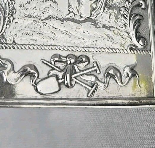 German Silver Repoussé Tea Caddy Romantic Scene - 12