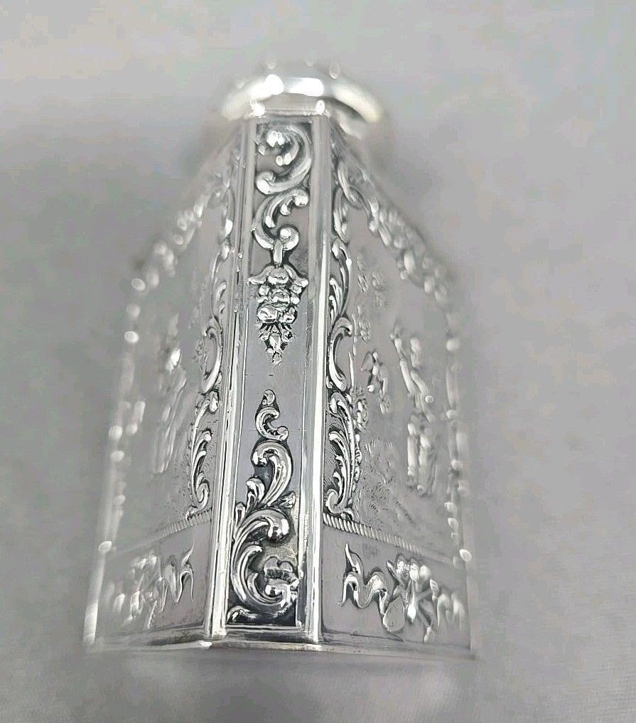 German Silver Repoussé Tea Caddy Romantic Scene - 6