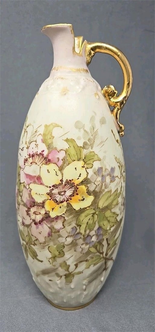 Antique Austrian Turn Teplitz Floral Ewer 9 1/4" (1 of 18)