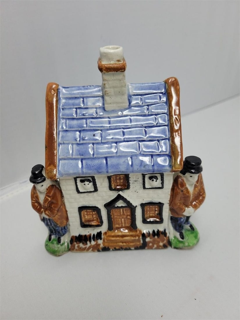 Staffordshire Cottage Bank with Blue Roof 4 3/4" (1 of 11)