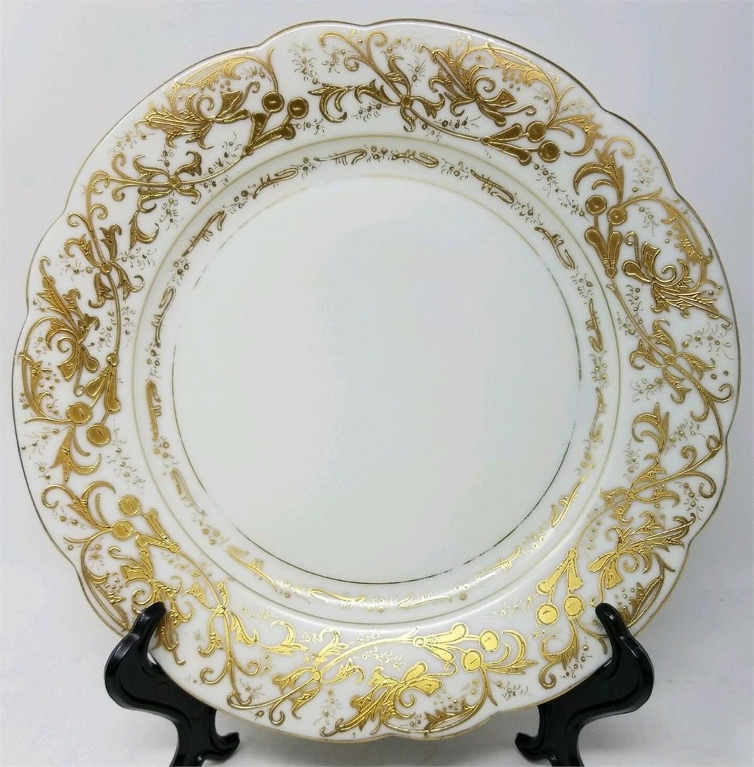 Boseck & Co Porcelain Dinner Plate Gold Encrusted (1 of 6)