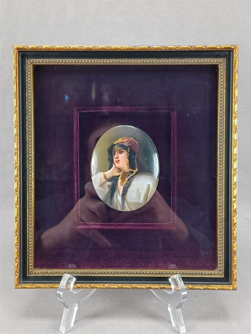 Antique Hand Painted Portrait Porcelain Plaque (1 of 12)