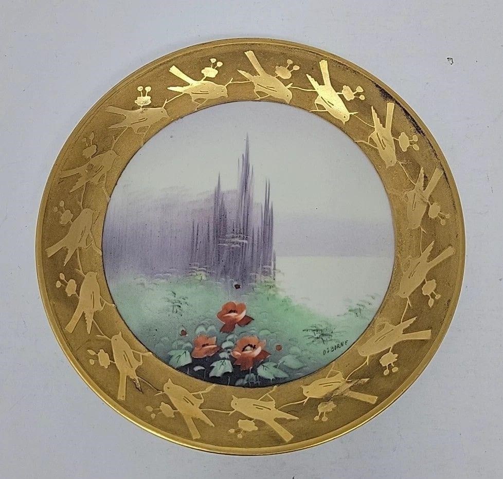 Osborne Art Studios Hand Painted Plate: Osborne Art Studio decorative plate. There is a square mark on back that was used mainly from 1914 to 1925 as it was hard to source European blanks to decorate in that period. Osborne art was made in