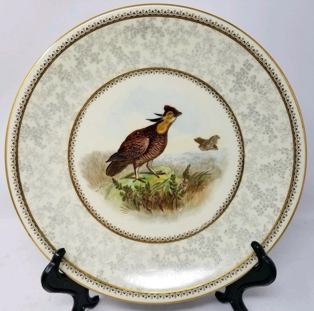 Royal Worcester Porcelain Plate with Birds c.1888 (1 of 7)