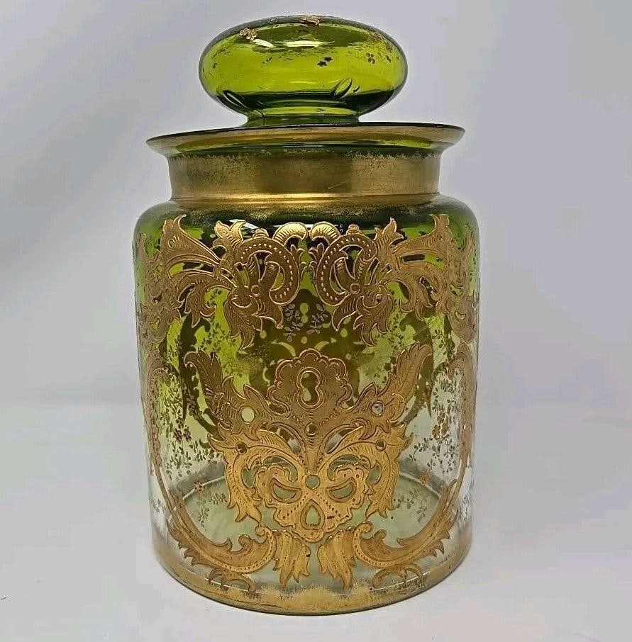Bohemian Green Blown Glass Tobacco Humidor (1 of 14)
