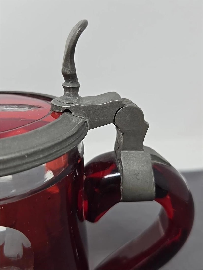 Ruby Stained Cut Glass Stein Ulm Germany - 5