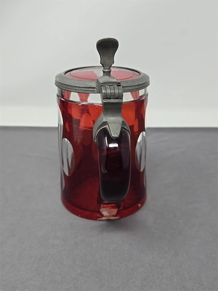 Ruby Stained Cut Glass Stein Ulm Germany - 6