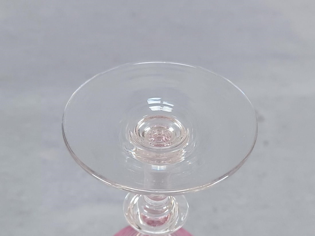 Signed Steuben Ruby Reeding Champagne Flute - 10