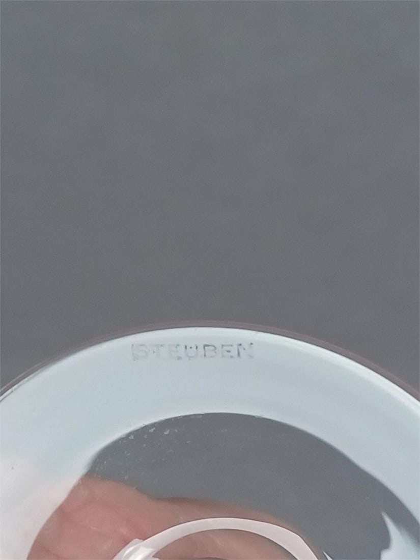 Signed Steuben Ruby Reeding Champagne Flute - 12