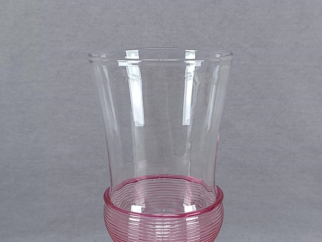 Signed Steuben Ruby Reeding Champagne Flute - 6