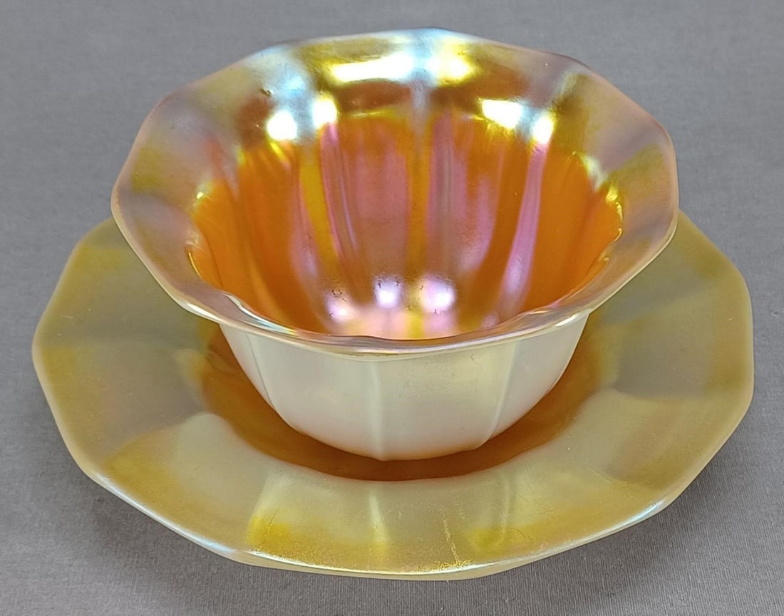 Steuben Gold Aurene & Calcite Bowl & Underplate (1 of 12)