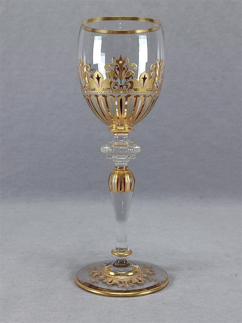 Bohemian Enameled & Gilt Hock Wine Glass B (1 of 13)