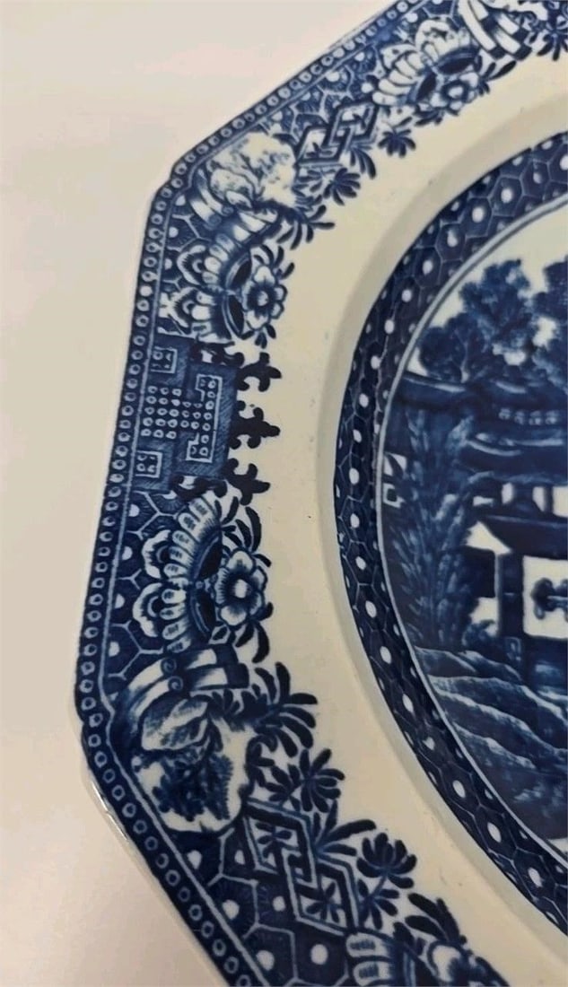 Caughley Salopian Octagonal Plate Full Nanking - 4