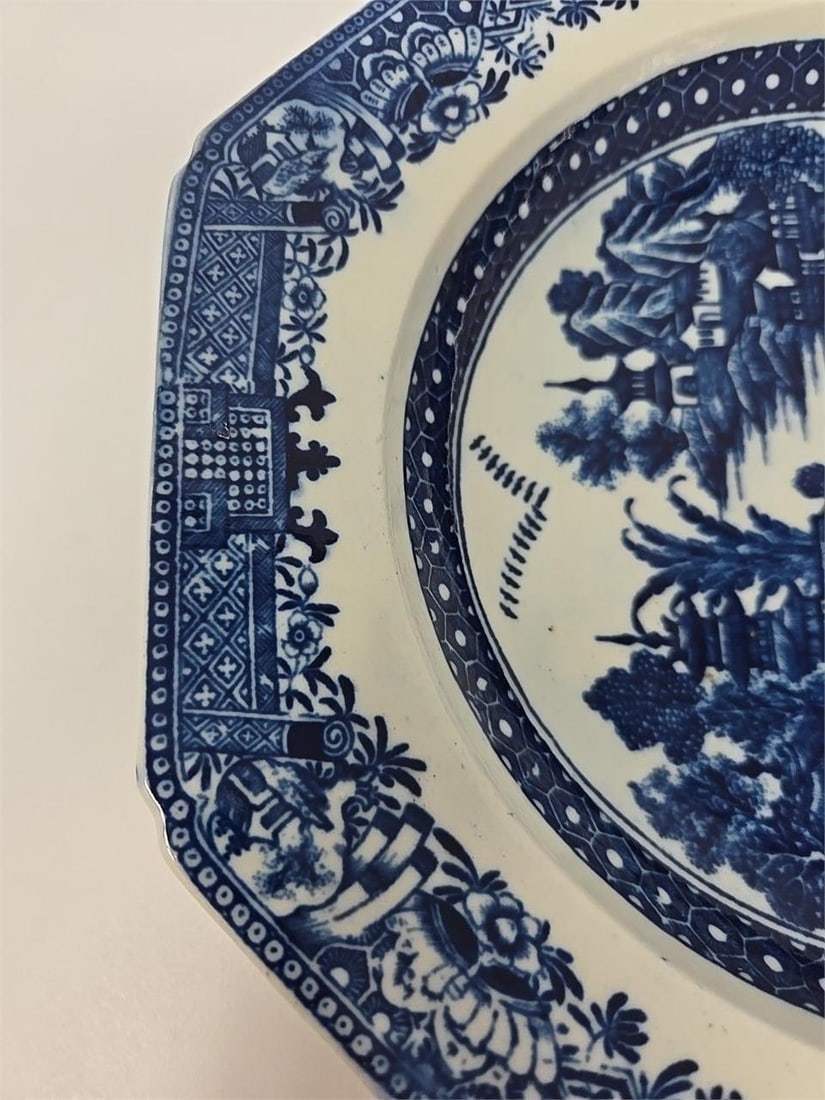 Caughley Salopian Octagonal Plate Full Nanking - 6