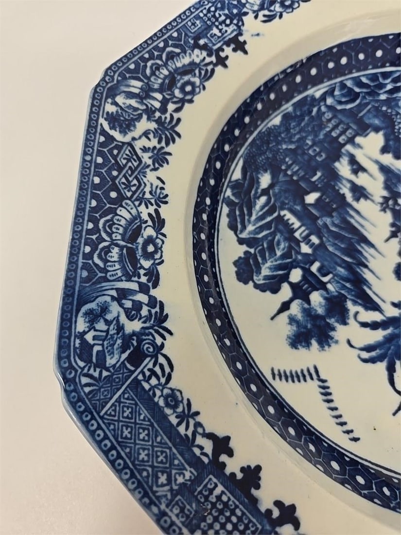 Caughley Salopian Octagonal Plate Full Nanking - 7
