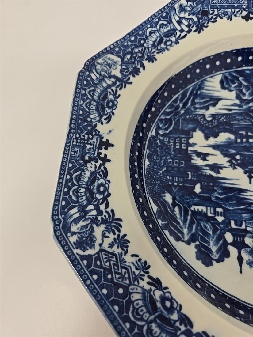 Caughley Salopian Octagonal Plate Full Nanking - 8