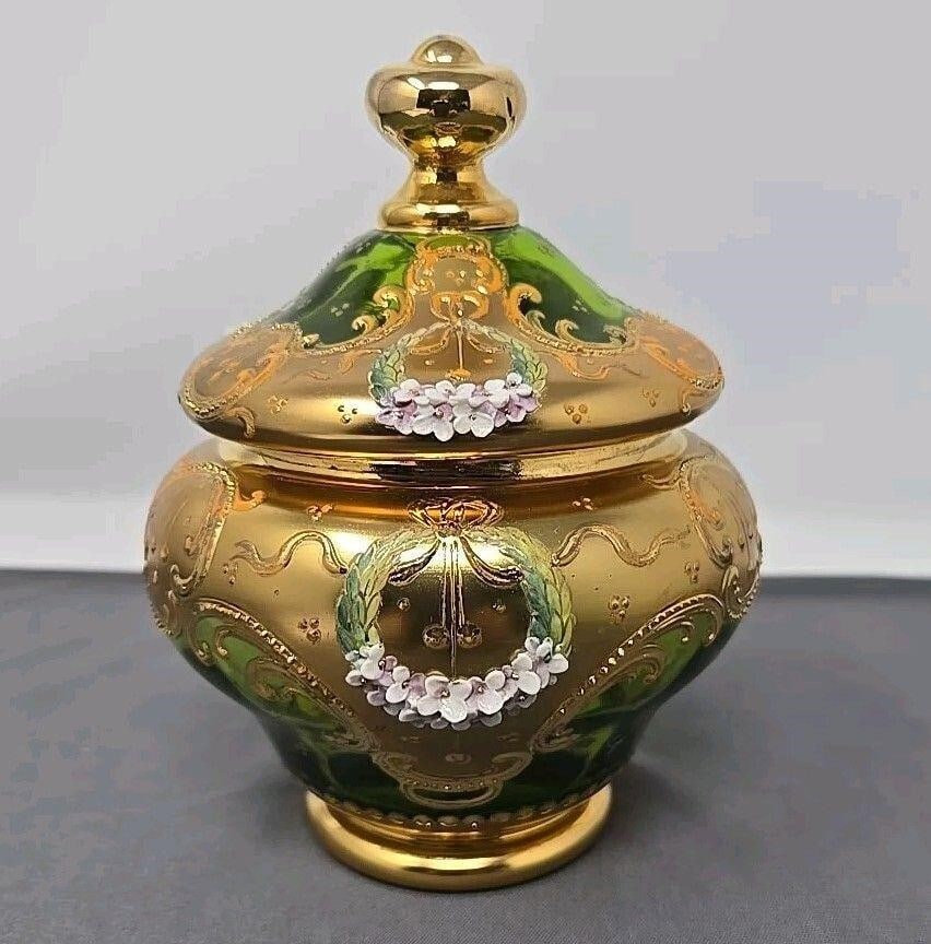 Tre Fuochi Glass Lidded Sugar Raised Enamel Floral (1 of 18)