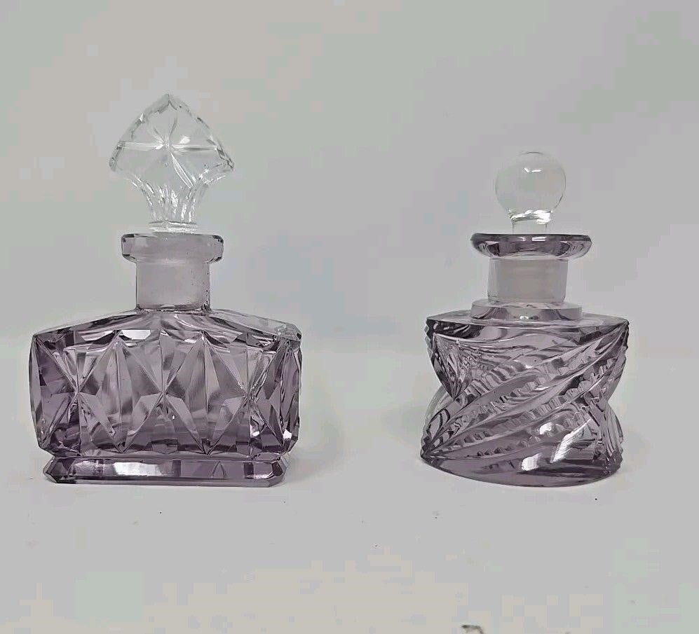 Art Deco Amethyst Art Cut Glass Perfume Bottles (1 of 20)