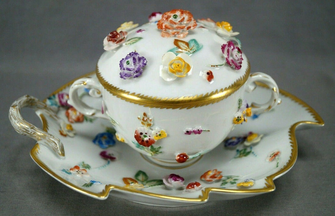 Dresden Encrusted Flowers Covered Cup & Saucer (1 of 12)