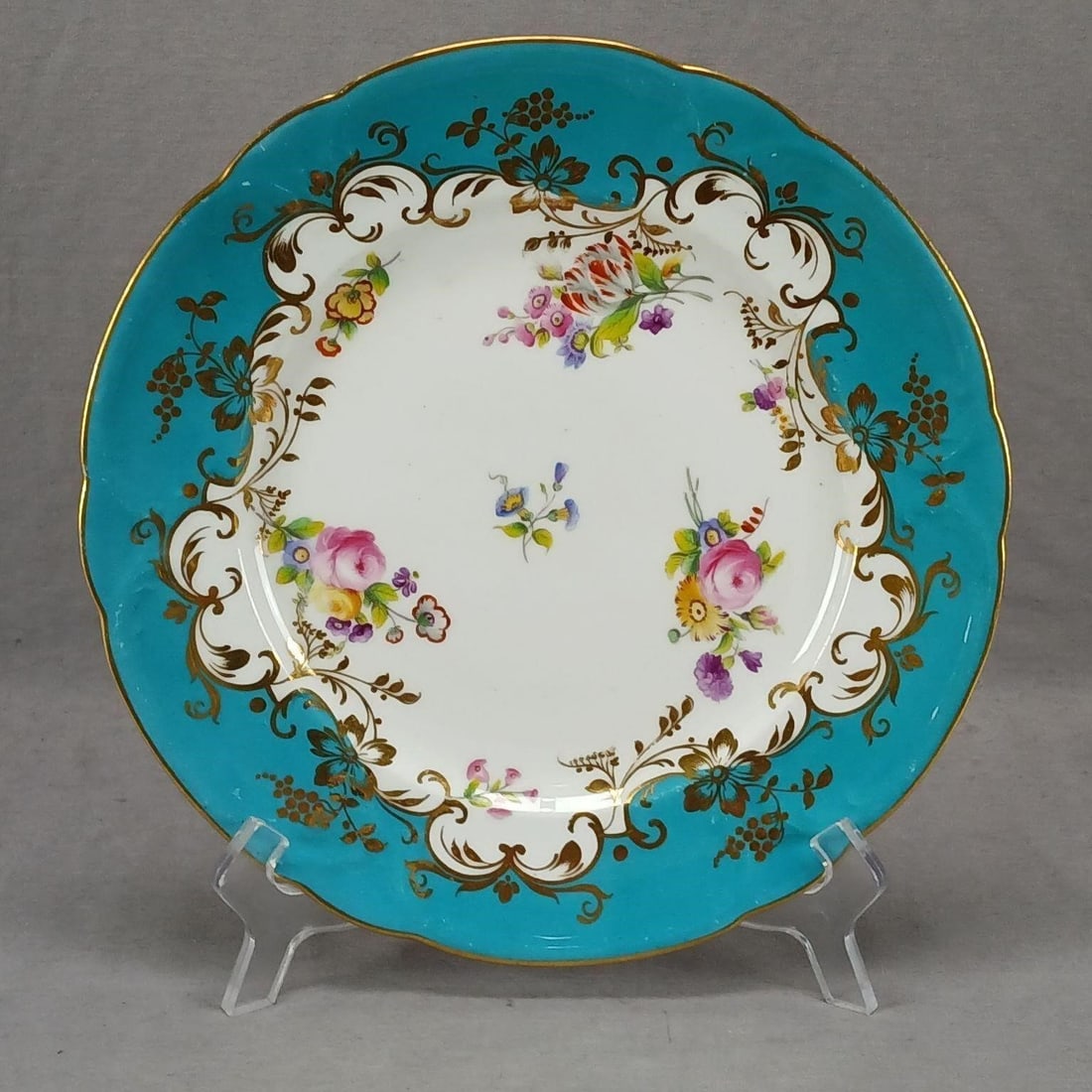 Coalport Hand Painted Floral Teal 10 1/4" Plate E (1 of 15)