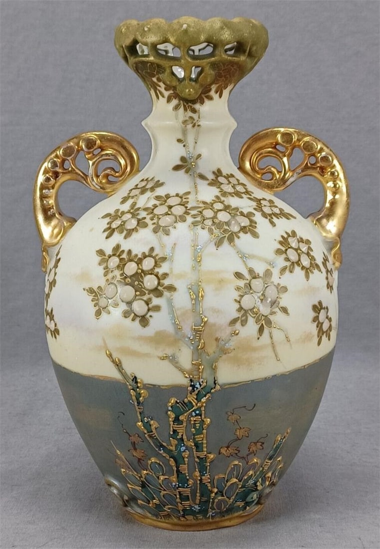 Amphora White Enameled & Gold Plum Tree Vase (1 of 12)