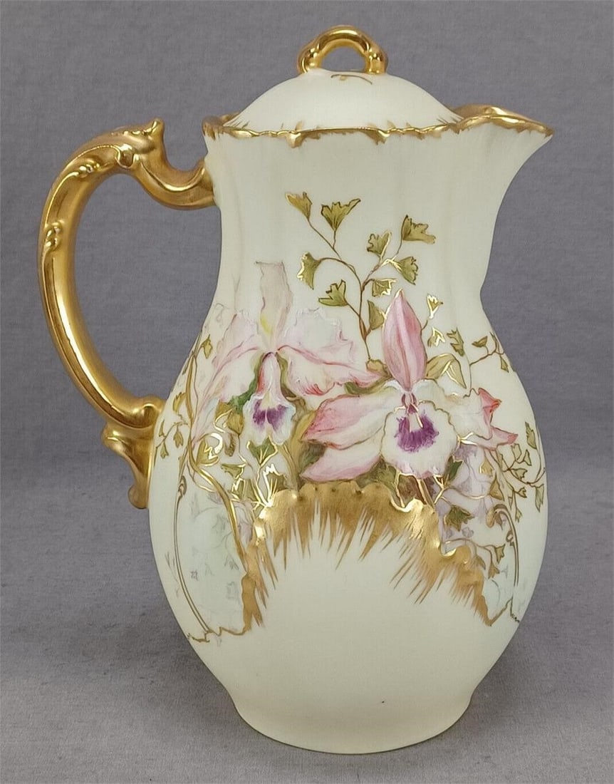 Limoges Hand Painted Orchid Flower Chocolate Pot (1 of 13)