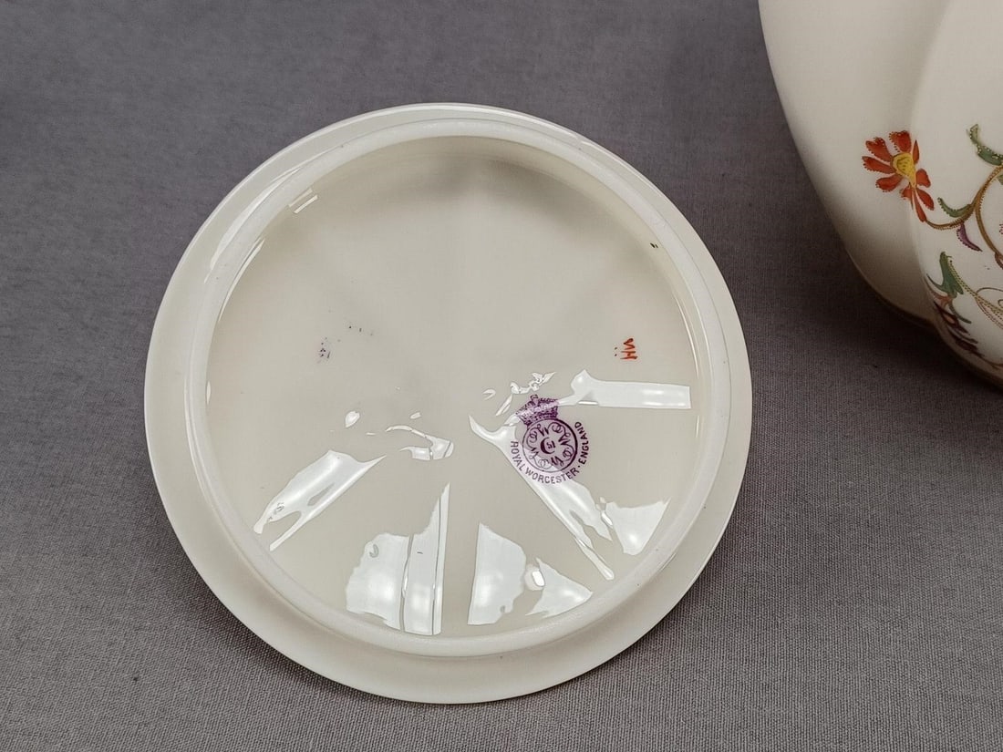 Royal Worcester Floral Scrollwork Biscuit Jar - 7