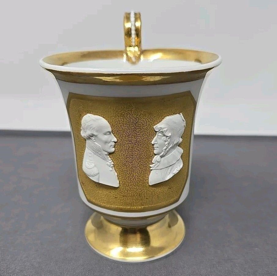 KPM Cameo Cup Friedrich Philipp Rosenstiel & Wife: KPM cameo cup with relief portraits of Friedrich Phillipp Rosenstiel and his wife Elisabeth Decker. Rosenstiel managed the Royal Berlin Porcelain Factory from 1796 to 1832. There is a very similar cup