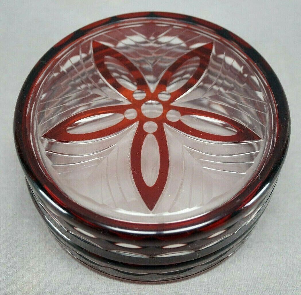 Bohemian Ruby to Clear Crystal Box / Powder Jar (1 of 11)