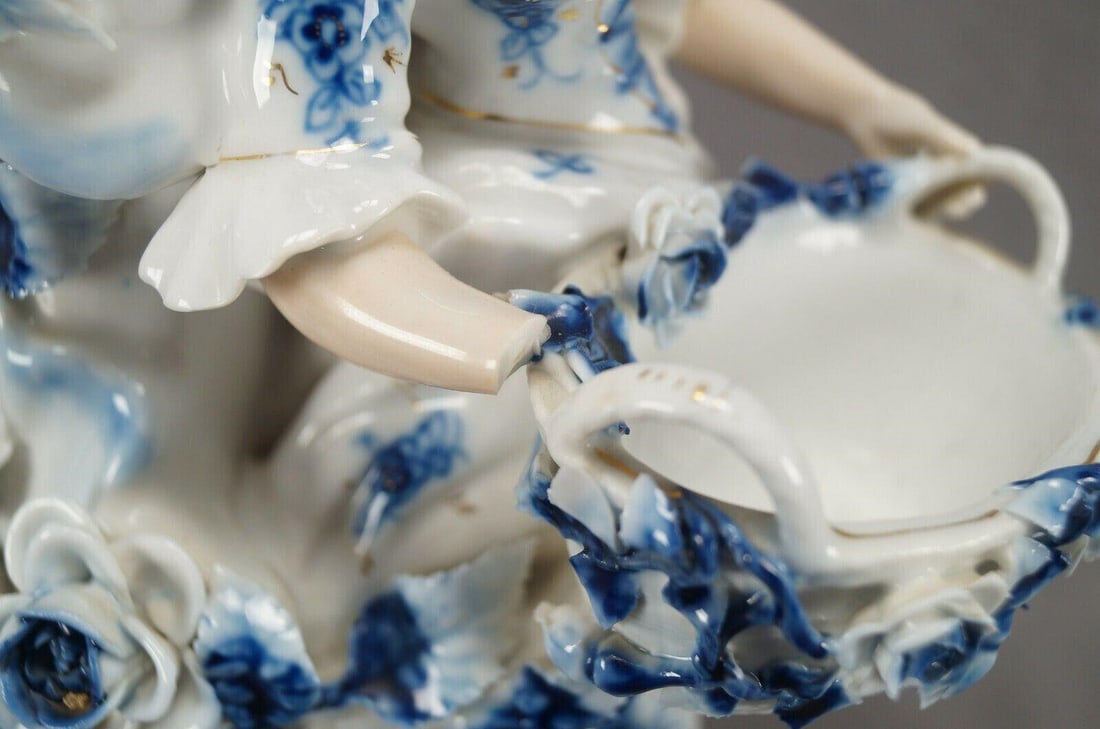 Pair Sitzendorf Dresden Style Figural Candlesticks - 11