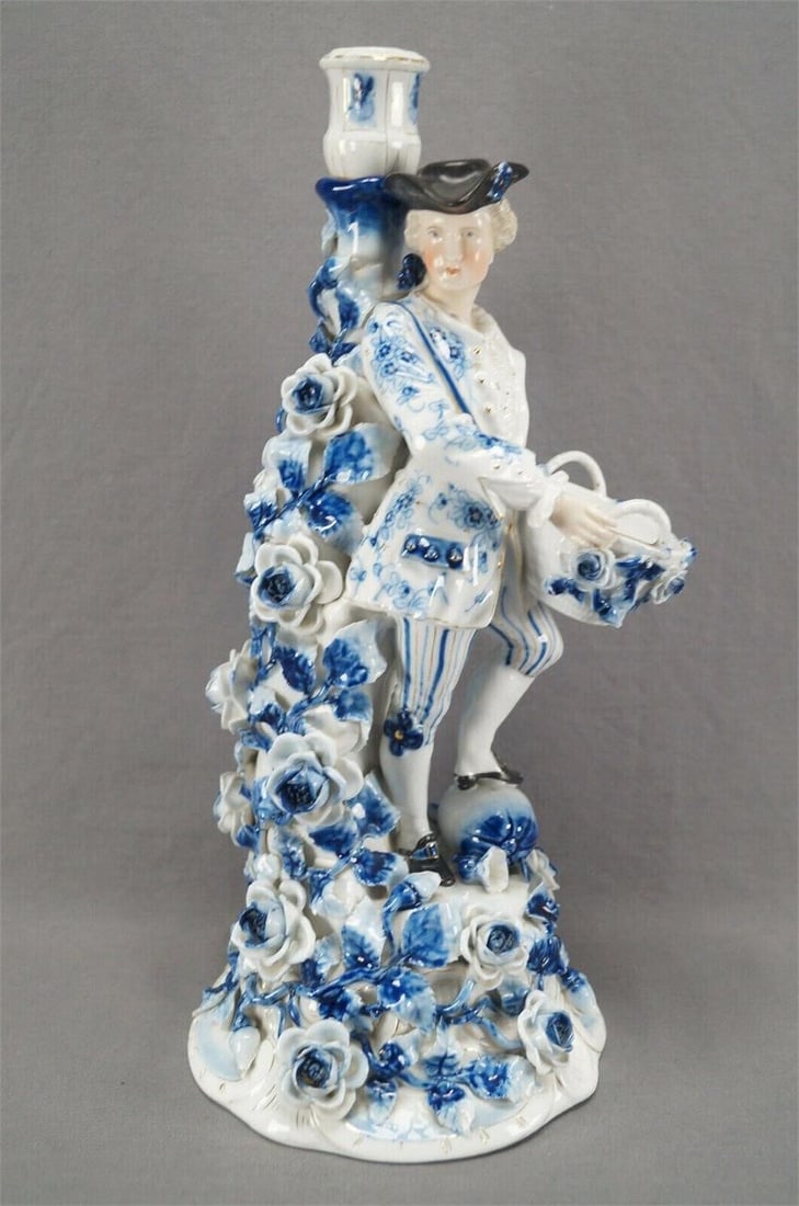 Pair Sitzendorf Dresden Style Figural Candlesticks - 2