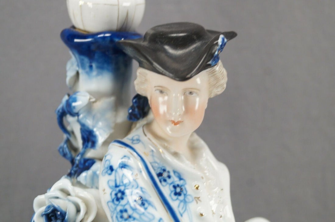 Pair Sitzendorf Dresden Style Figural Candlesticks - 3