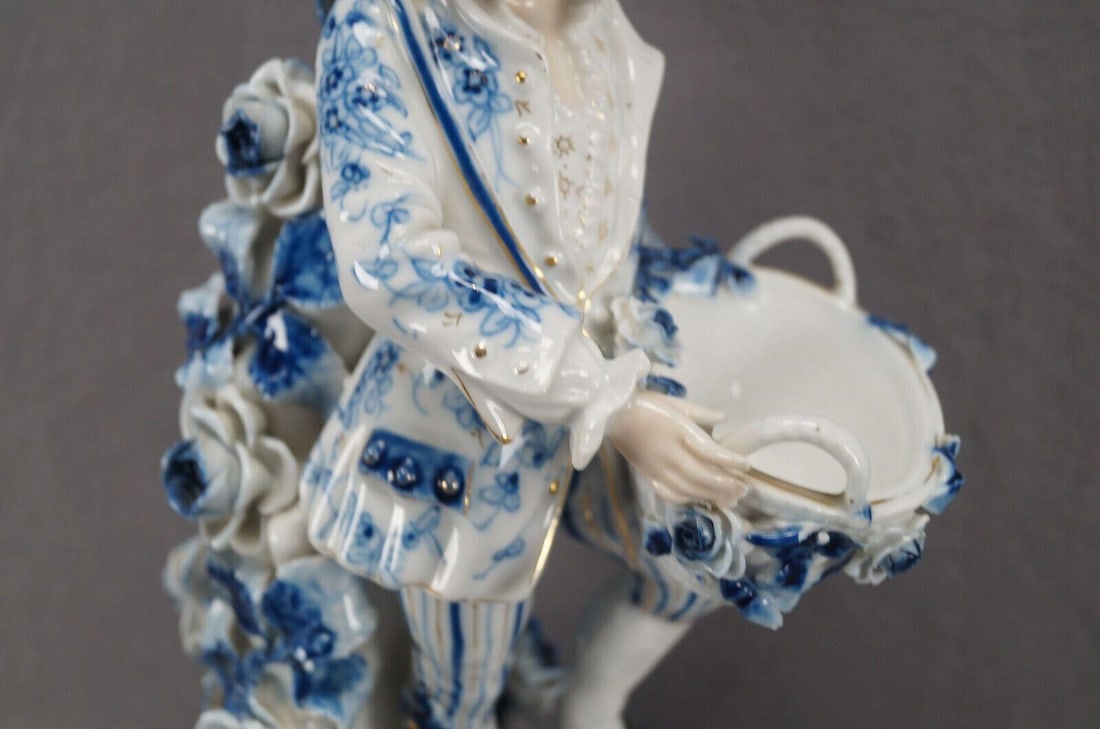 Pair Sitzendorf Dresden Style Figural Candlesticks - 4