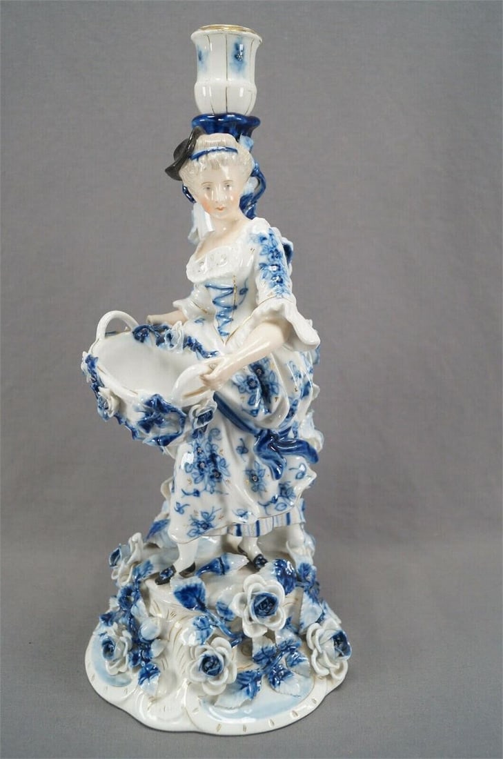 Pair Sitzendorf Dresden Style Figural Candlesticks - 7