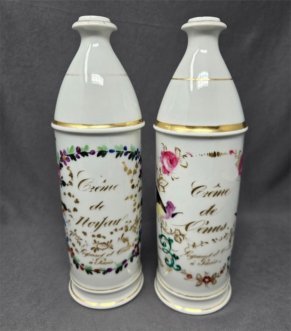 Pair Old Paris Porcelain Decanters C. 1865 (1 of 14)