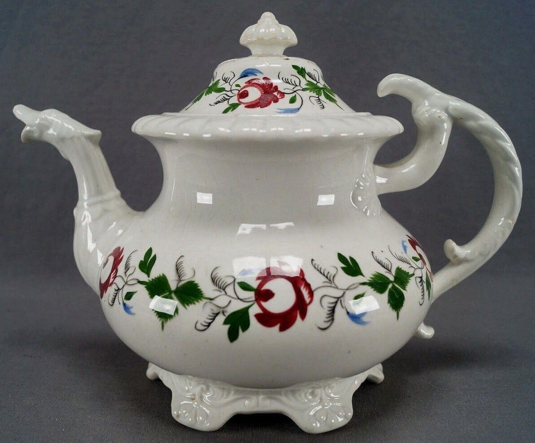 Hand Painted Pearlware Figural Teapot Circa 1830s (1 of 12)