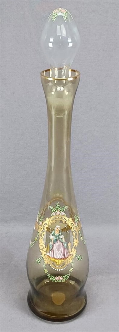 Salviati Italian Enameled Amber Glass Decanter (1 of 11)