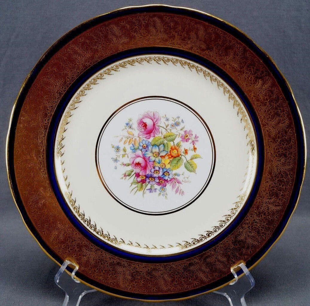 Aynsley Signed D Jones Floral Cobalt 10 5/8" Plate (1 of 12)