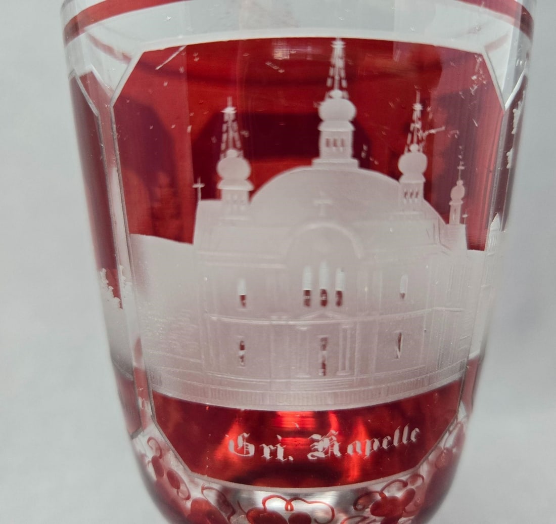 Ruby Flashed Spa Glass Architectural Etchings - 2