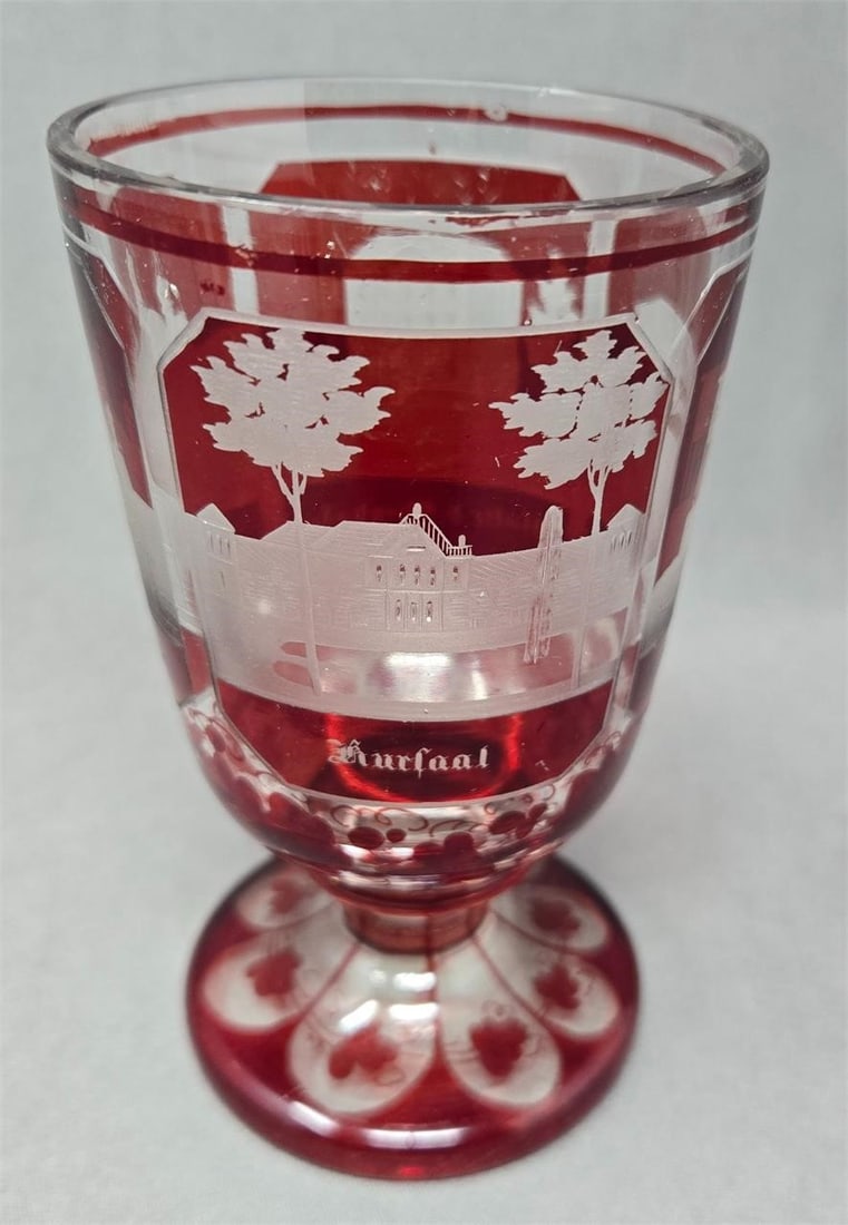 Ruby Flashed Spa Glass Architectural Etchings - 3