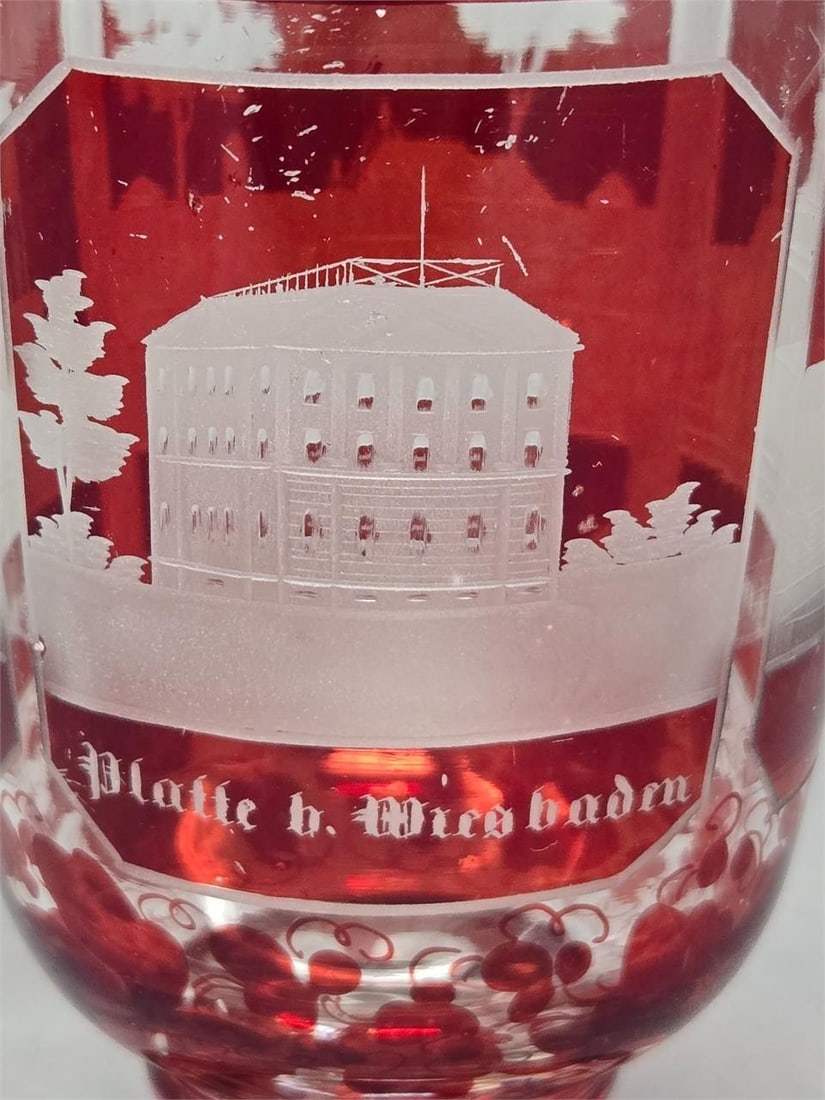 Ruby Flashed Spa Glass Architectural Etchings - 8