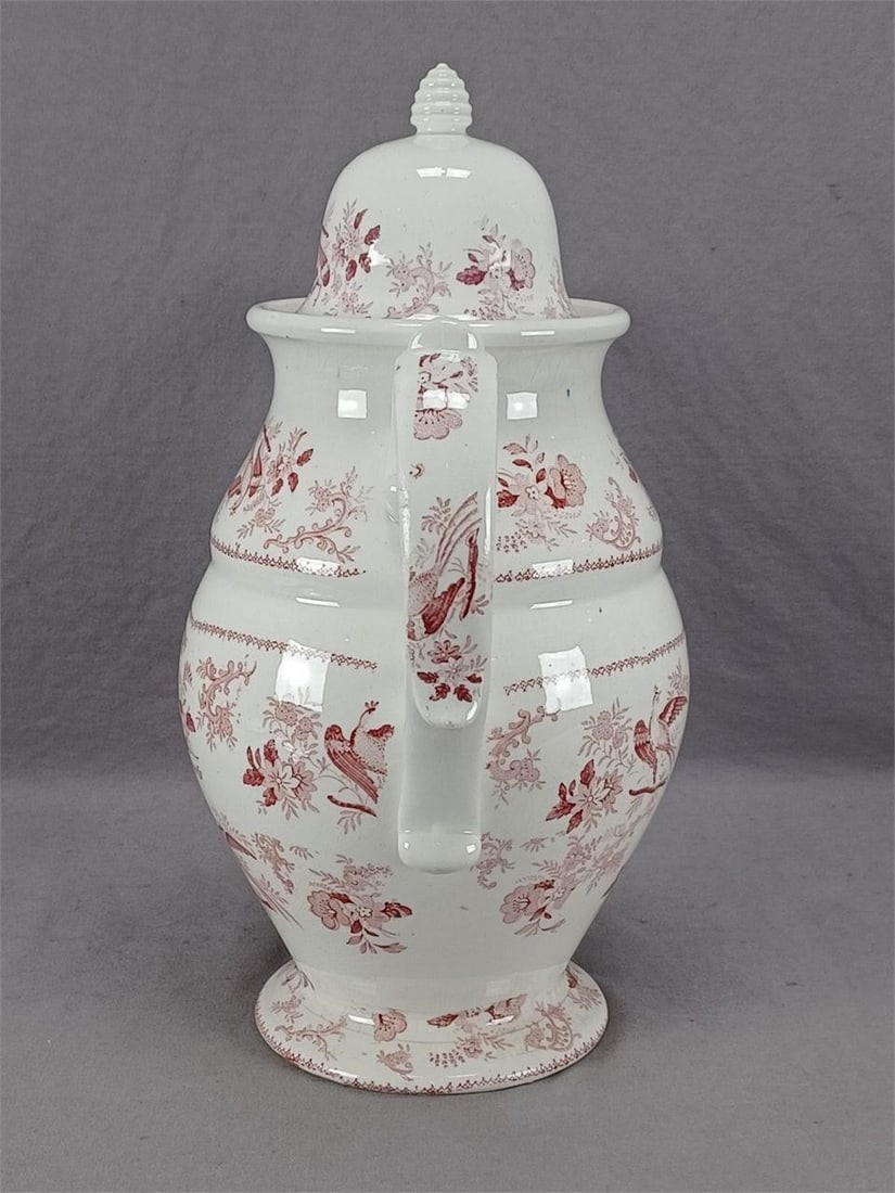 Adams Gothic Border Red Transferware Coffee Pot - 4