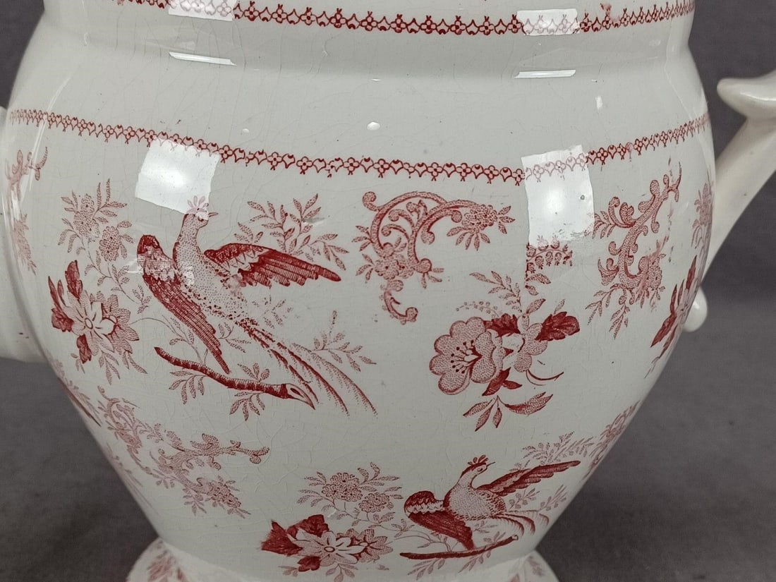 Adams Gothic Border Red Transferware Coffee Pot - 5